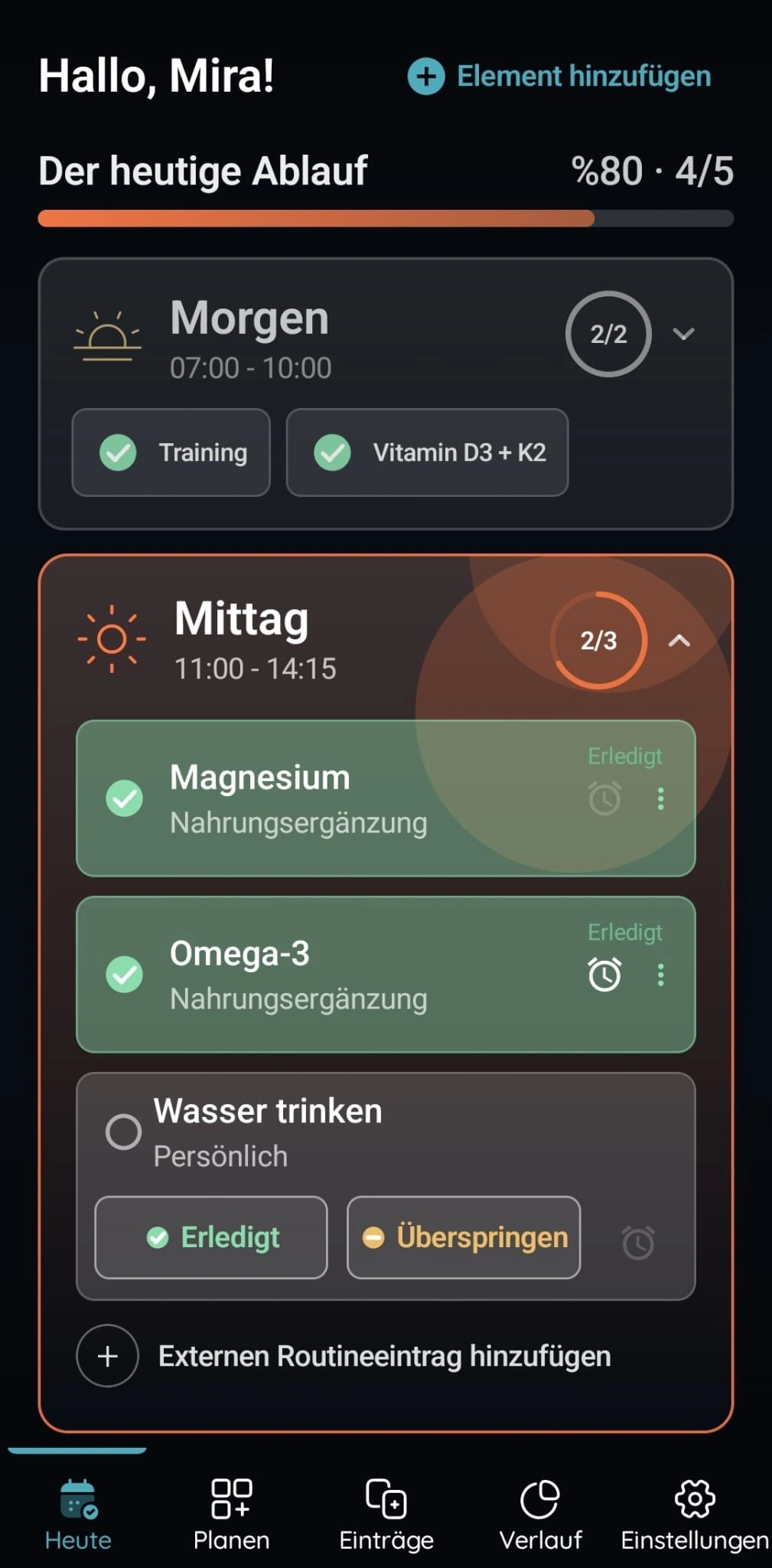 Ansicht des heutigen VitaFlow-Ablaufs