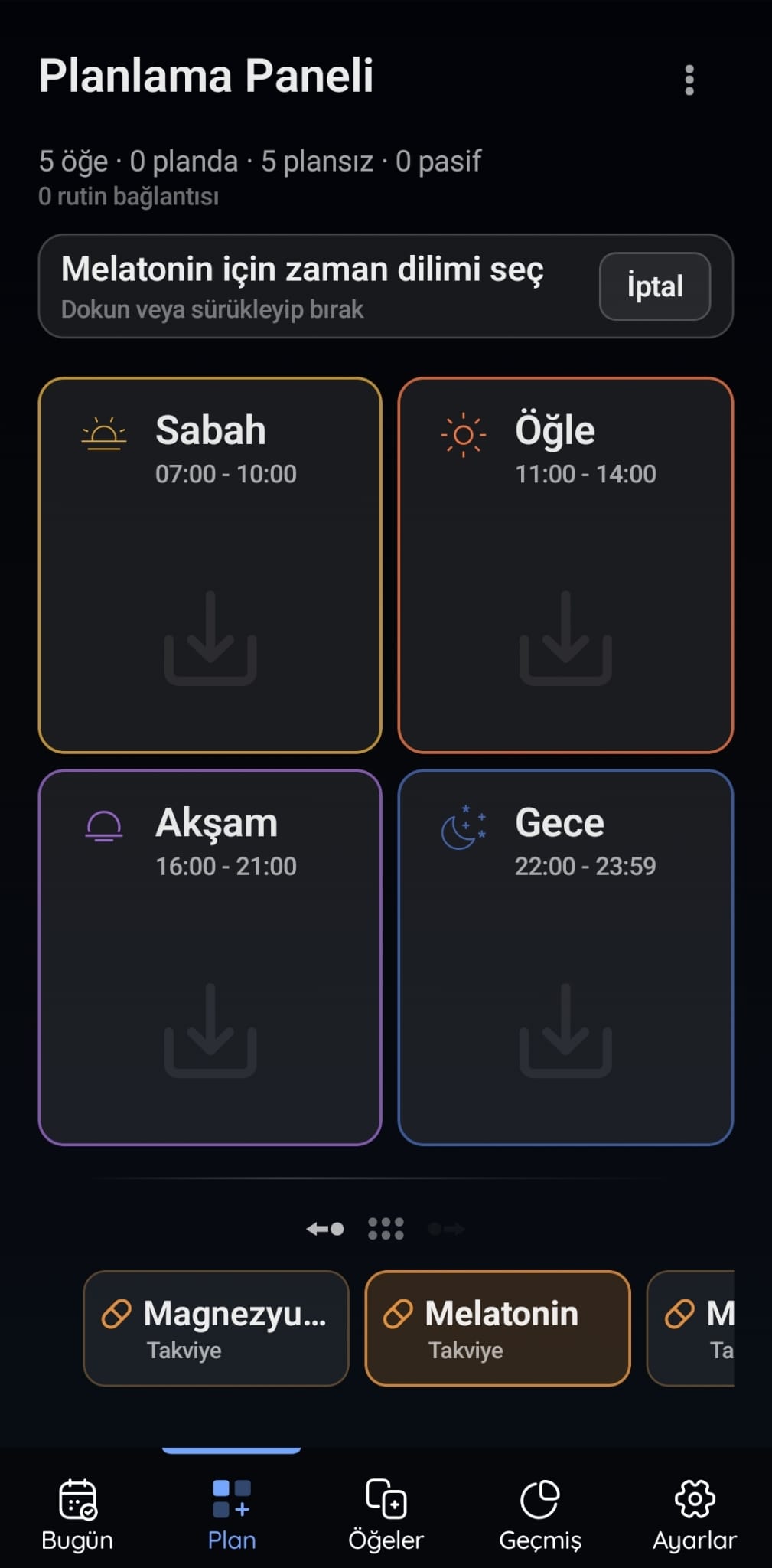 VitaFlow planlama ekranı